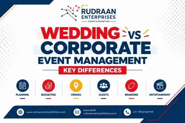 Wedding vs corporate event management key differences by Rudraan Events & Exhibitions